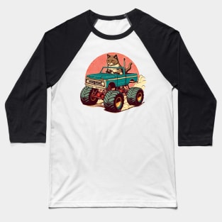 Cat Driving A Monster Truck Baseball T-Shirt